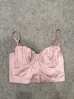 Mauve Pink Satin Bustier Crop Top